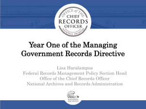 RM-2 Year One of the Managing Government Records