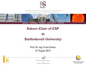 Eskom Chair of CSP at Stellenbosch University