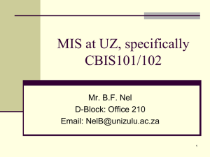 MIS at UZ, specifically CBIS101/102