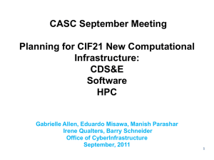 Planning for CIF21 New Computational Infrastructure