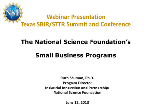 Dr. Ruth M. Shuman, Ph.D., Program Director SBIR, National