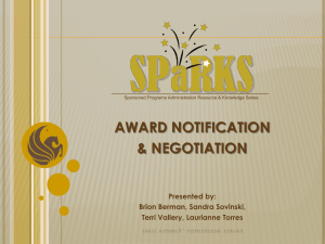 AWARD NOTIFICATION & NEGOTIATION Presented by