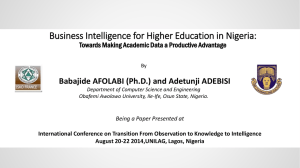 Business Intelligence for Higher Education in Nigeria: - ISKO
