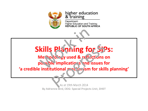 Skills Planning for SIPs: Methodology used & reflections on possible