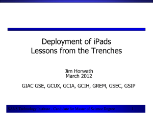 Deployment of iPads Lessons from the Trenches