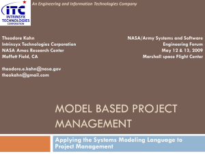 SysML and Project Mgt, NASA-Army talk with Demo Slides