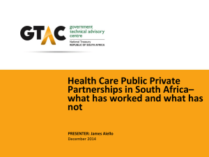 Case Study: SA experience on PPP in Health