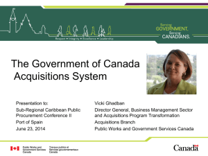 The Government of Canada Acquisitions System by Ms. Vicki