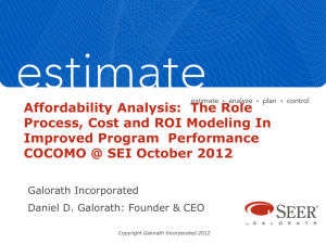 Affordability Analysis: The Role Process, Cost and ROI Modeling