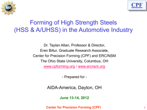 HSS Forming - ERC/NSM - The Ohio State University