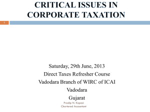 CRITICAL ISSUESS IN CORPORATE TAXATION