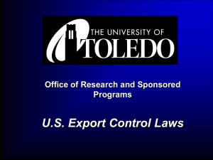 Export controls - University of Toledo