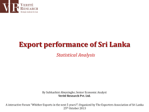 Export performance of Sri Lanka - Exporters Association of Sri Lanka