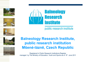 The Balneology Research Institute - Výzkumný ústav balneologický