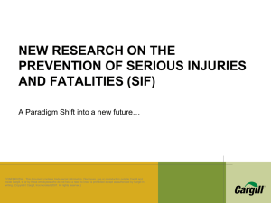 new research on the prevention of serious injuries and fatalities (sif)