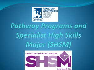 Specialist High Skills Major (SHSM) * Why would this be a