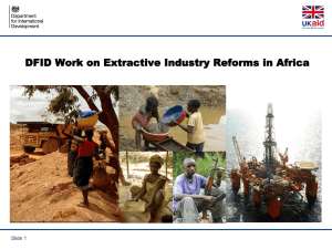 DFID Work on Extractive Industry Reforms in Africa