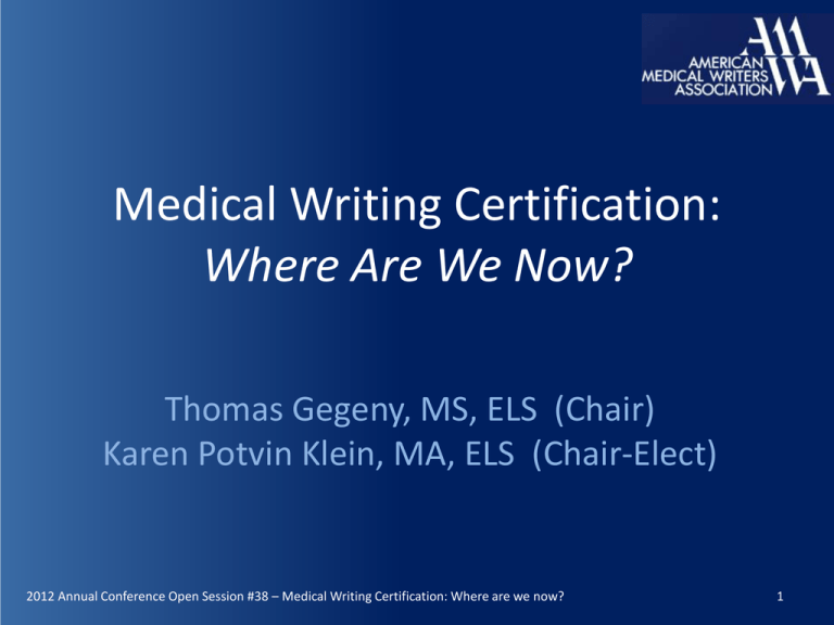 Certification American Medical Writers Association
