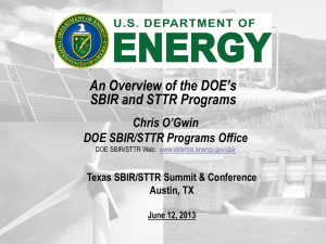 Chris O`Gwin, SBIR/STTR Programs, U. S. Department of Energy