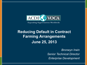 Reducing Default in Contract Farming Arrangements