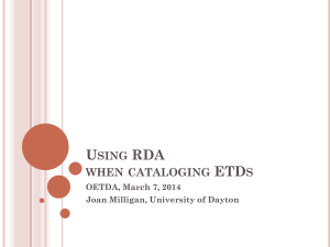 Using RDA when cataloging ETDs