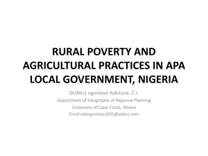 rural poverty and agricultural practices in apa local government