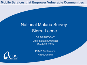 Mobile malaria surveys - CRS Technical Resources