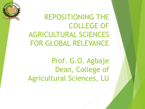 repositioning the college of agricultural sciences for global relevance