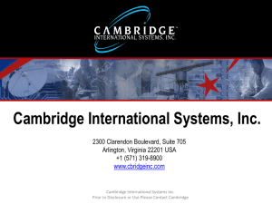 Cambridge International Systems, Inc. May 2011