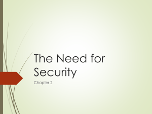 The Need for Security