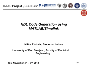 HDL code generation using MATLAB/Simulink
