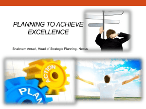 Planning to achieve excellence