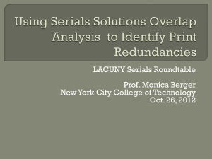 Using Serials Solutions Overlap Analysis to Identify