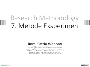Metode Eksperimen - Romi Satria Wahono