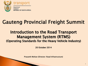 RTMS Briefing to Gauteng Freight Summit