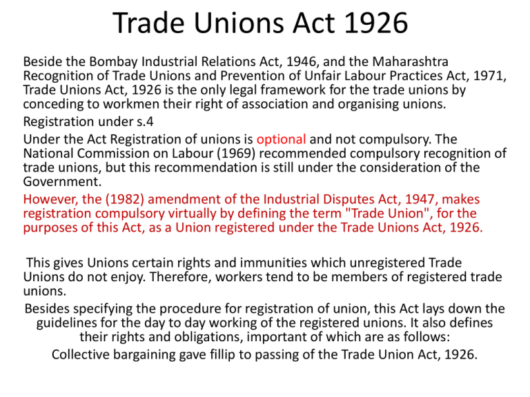 1 Trade Unions Act 1926