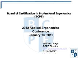 Professional Certification in Ergonomics/Human Factors