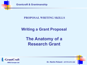 Writing a Grant Proposal - Dr Martin Pickard