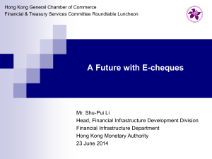 A Future with E-cheques - The Hong Kong General Chamber of