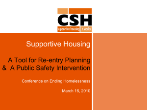 Supportive Housing: A Tool for Re-entry Planning