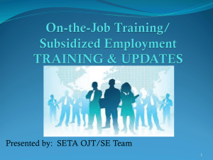 OJT/SE - Sacramento Employment and Training Agency
