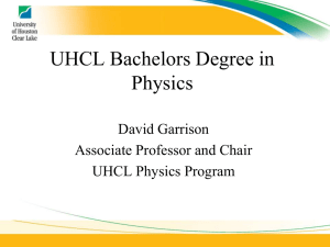 UHCL Physics and NASA`s Mission of Manned Space Exploration