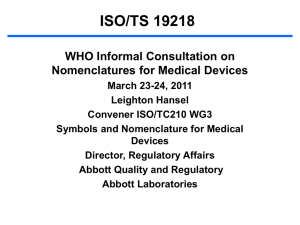 ISO/TS 19218 WHO Informal Consultation on Nomenclatures for