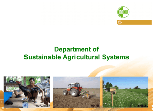 Department of Sustainable Agricultural Systems Institute of
