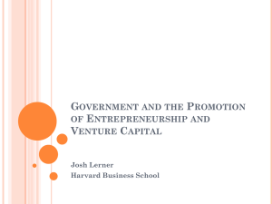 Government Efforts to Promote Venture Capital and Entrepreneurship