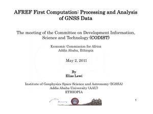 AFREF First Computation Processing and Analysis of GNSS Data