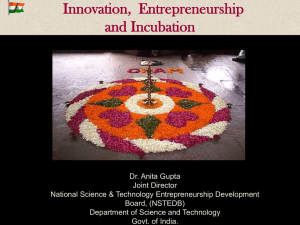 Innovation, Entrepreneurship and Incubation