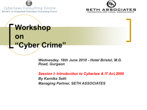 Workshop on - Cyber Laws Consulting Center Cyberlaws