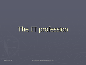 The IT Profession - Aberystwyth University
