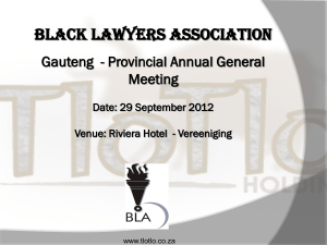 BLA Gauteng AGM - Presentation 29 September 2012